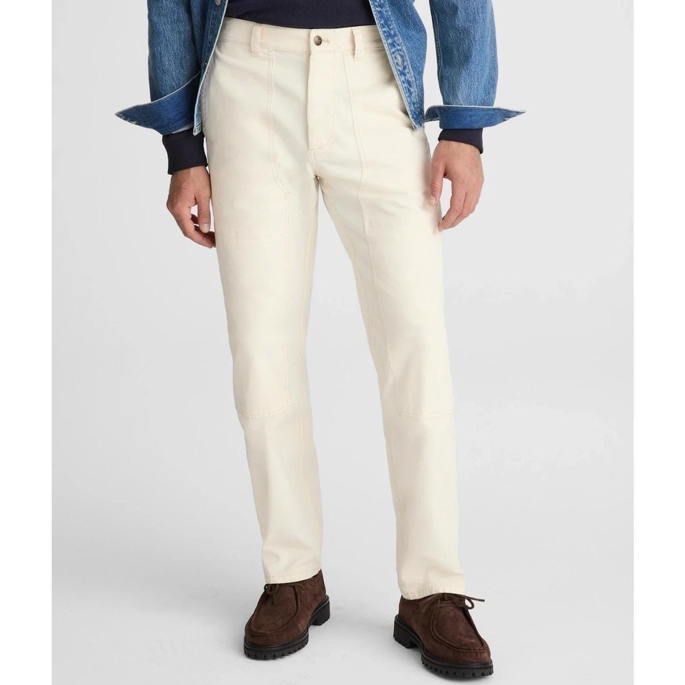 Madewell Relaxed Straight Workwear Pants Men 32x30 White Canvas 100% Cotton